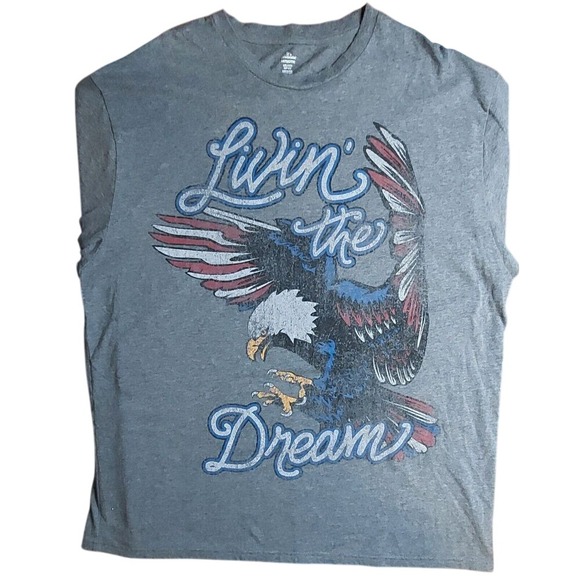 J. America Other - Graphic T-Shirt Eagle Livin' the Dream Patriotic USA Flag Print XXL